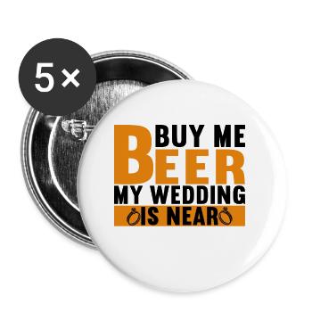 Bachelor Party Groom JGA Gift - Buttons large 2.2''/56 mm (5-pack) - white - Front