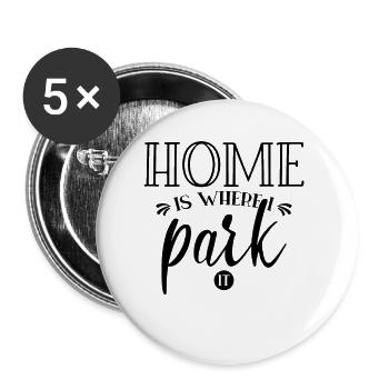 Camping-car - Lot de 5 grands badges (56 mm) - blanc - Devant