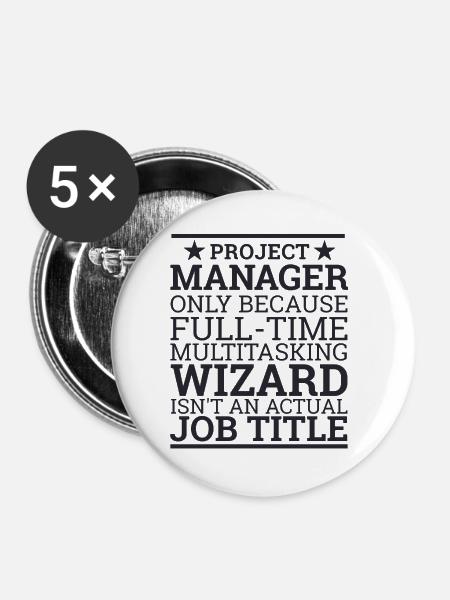 "Project Manager Wizard" | "Project Manager" - Buttons groß 56 mm (5er Pack) - Weiß