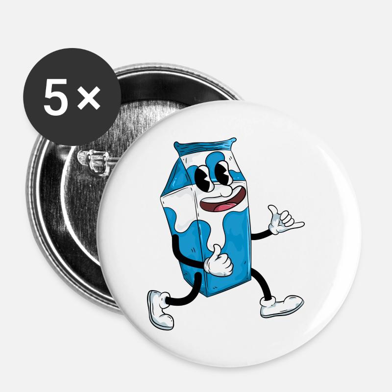 Milch - Buttons groß 56 mm (5er Pack) - Weiß