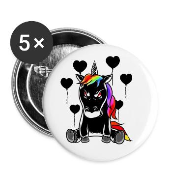 Halloween Einhorn böse schlecht Fabelwesen Horror - Buttons groß 56 mm (5er Pack) - Weiß - Vorne