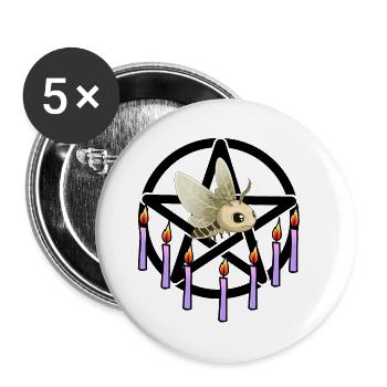 Halloween Moth Occult Spiritual Pentagram - Buttons large 2.2''/56 mm (5-pack) - white - Front