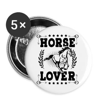 Horse Lover - Buttons groß 56 mm (5er Pack) - Weiß - Vorne