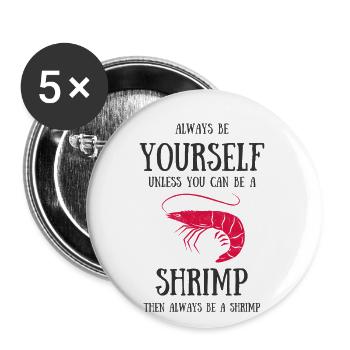 Crevettes Crevettes aquarium languste cadeau crabe - Lot de 5 grands badges (56 mm) - blanc - Devant