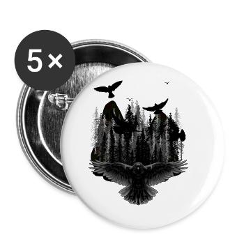 Fantasy Dark Wildlife Birds Nature Wilderness - Buttons large 2.2''/56 mm (5-pack) - white - Front