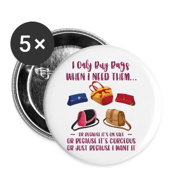I Only Buy Bags Shopping Taschen Handtaschen - Buttons groß 56 mm (5er Pack) - Weiß - Vorne