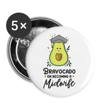 Bravocado pour devenir sage-femme sage-femme - Lot de 5 grands badges (56 mm) - blanc - Devant