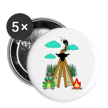 Hippie Frogs Frog Kids Child - Buttons large 2.2''/56 mm (5-pack) - white - Front