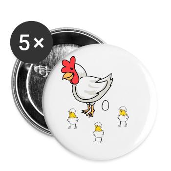 Volaille Volaille Poule Oeufs Pâques Enfants - Lot de 5 grands badges (56 mm) - blanc - Devant