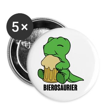 Bierosaurier Dino Dinosaurier T Rex Biertrinker Sa - Buttons groß 56 mm (5er Pack) - Weiß - Vorne