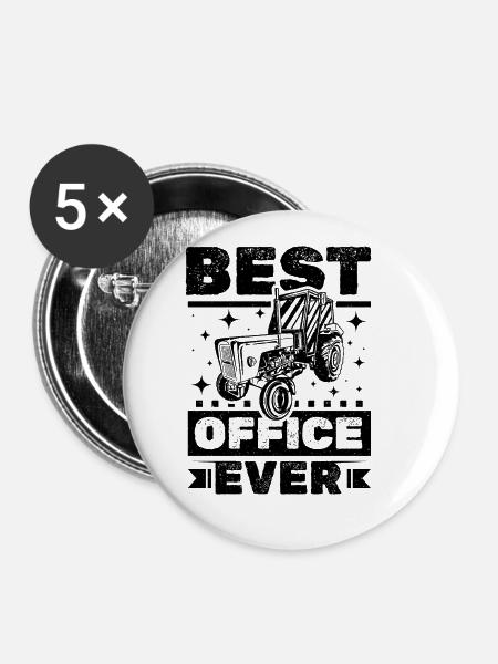 Traktor Office - Buttons groß 56 mm (5er Pack) - Weiß
