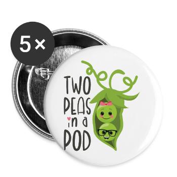 Two Peas in a Pod Valentines Day In Love - Buttons large 2.2''/56 mm (5-pack) - white - Front