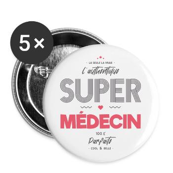 L authentique super médecin - Lot de 5 grands badges (56 mm) - blanc - Devant
