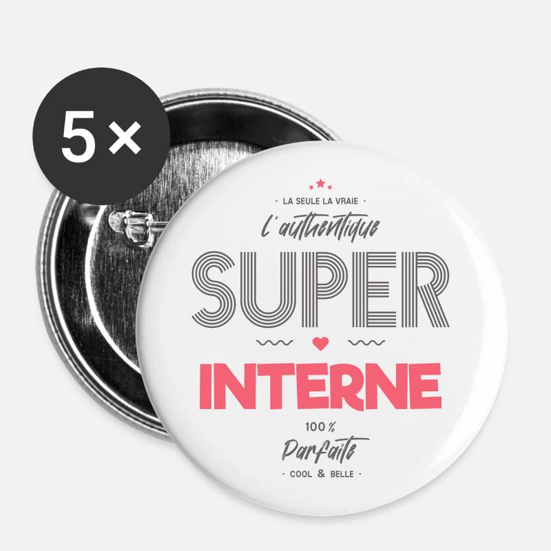 L authentique super interne - Lot de 5 grands badges (56 mm) - blanc