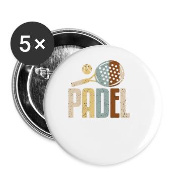 Padel Paddel Schläger Tennis Sport I Geschenk - Buttons groß 56 mm (5er Pack) - Weiß - Vorne