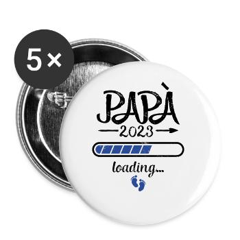 Papa 2023 Loading pregnancy father birth - Buttons large 2.2''/56 mm (5-pack) - white - Front