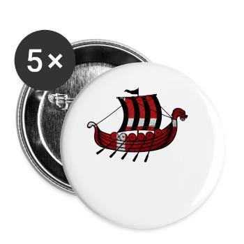 Danish Flag Gift Viking Ship Denmark - Buttons large 2.2''/56 mm (5-pack) - white - Front