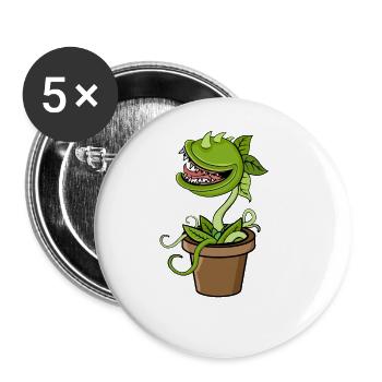 Piège à mouches de Vénus plante carnivore - Lot de 5 grands badges (56 mm) - blanc - Devant