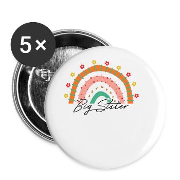 Big Sister Kids Flowers - Buttons large 2.2''/56 mm (5-pack) - white - Front