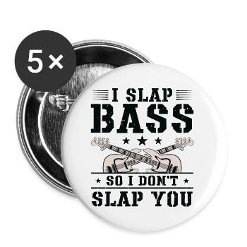 Bassiste Slapping Bass Guitar Musicien - Lot de 5 grands badges (56 mm) - blanc - Devant