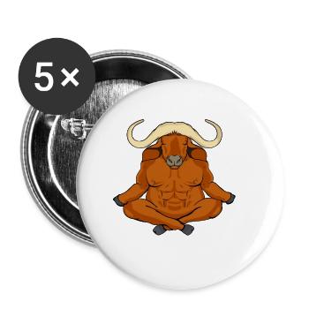 Moschusochse Meditieren Yoga Geschenk Ochse - Buttons groß 56 mm (5er Pack) - Weiß - Vorne