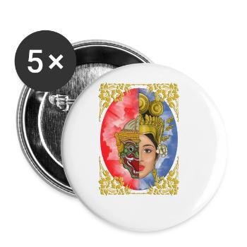 Cambodge Reamker Danse Khmer Apsara I Cadeau - Lot de 5 grands badges (56 mm) - blanc - Devant