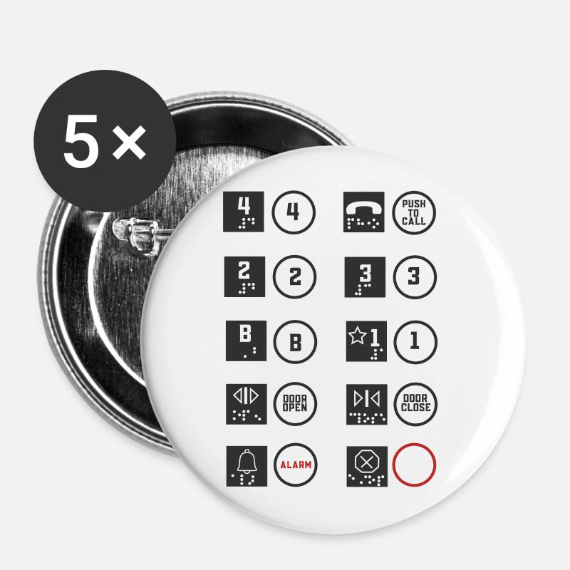Technicien d’ascenseur Installateur d’ascenseur Technicien en mécatronique - Lot de 5 grands badges (56 mm) - blanc