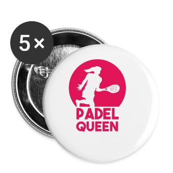 Padel Paddle Tennis Sport Queen Heart I Cadeau - Lot de 5 grands badges (56 mm) - blanc - Devant