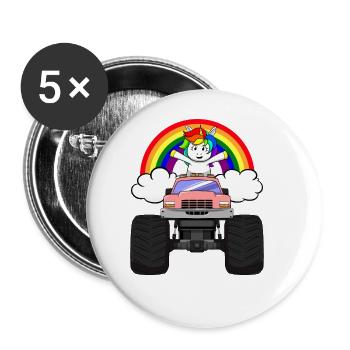 Monster Truck Unicorn Rainbow Clouds I Gift - Buttons large 2.2''/56 mm (5-pack) - white - Front