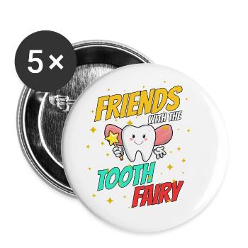 Dentist Dental Assistant Tooth Fairy I Gift - Buttons large 2.2''/56 mm (5-pack) - white - Front