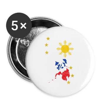 Philippinen Filipino Flagge Sonne Stolz I Geschenk - Buttons groß 56 mm (5er Pack) - Weiß - Vorne