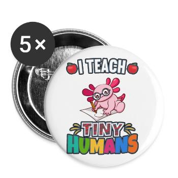 J’enseigne à Tiny Humans enseignant à l’école primaire - Lot de 5 grands badges (56 mm) - blanc - Devant