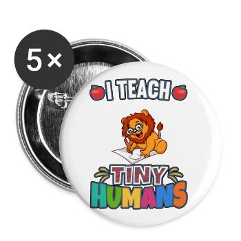 J’enseigne à Tiny Humans enseignant à l’école primaire - Lot de 5 grands badges (56 mm) - blanc - Devant