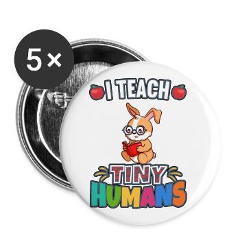 J’enseigne à Tiny Humans enseignant à l’école primaire - Lot de 5 grands badges (56 mm) - blanc - Devant