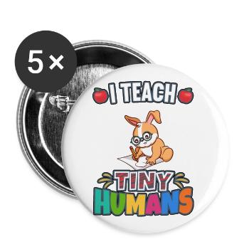 J’enseigne à Tiny Humans enseignant à l’école primaire - Lot de 5 grands badges (56 mm) - blanc - Devant