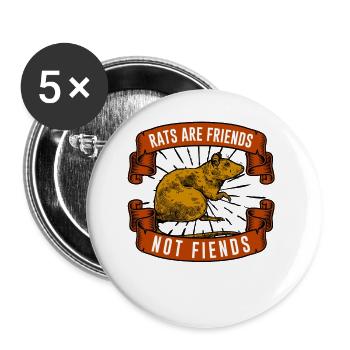 Rats Are Friends Rodent Fiends Rat Owner - Buttons groß 56 mm (5er Pack) - Weiß - Vorne