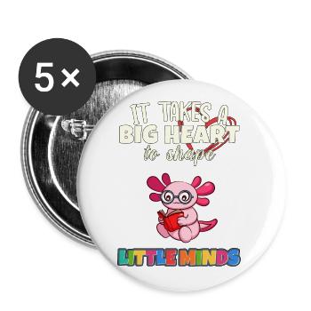 It Takes A Big Heart To Shape Little Minds Teacher - Buttons groß 56 mm (5er Pack) - Weiß - Vorne