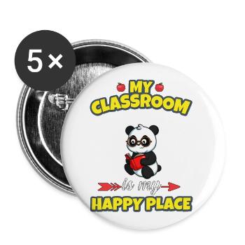 My Classroom Is My Happy Place Elementary Teacher - Buttons large 2.2''/56 mm (5-pack) - white - Front
