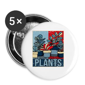 Retro Pflanzen Geschenk Floristin Vintage Blumen - Buttons groß 56 mm (5er Pack) - Weiß - Vorne