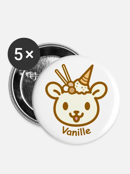 Eisbär Vanille - Buttons groß 56 mm (5er Pack) - Weiß