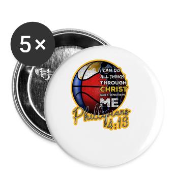 Philippines Filipino Flag Basketball I Cadeau - Lot de 5 grands badges (56 mm) - blanc - Devant