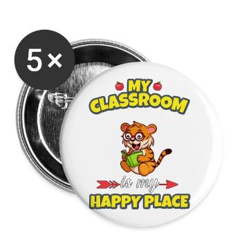 My Classroom Is My Happy Place Elementary Teacher - Buttons large 2.2''/56 mm (5-pack) - white - Front