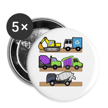 Excavator Construction Site Construction Worker Construction Truck I Gift - Buttons large 2.2''/56 mm (5-pack) - white - Front