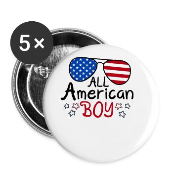 All American Boy - Buttons large 2.2''/56 mm (5-pack) - white - Front