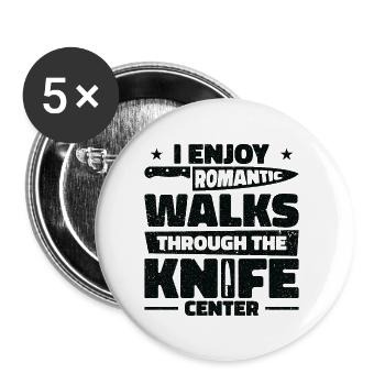 Messer Selbst Schmieden Damast Stahl Schmied - Buttons groß 56 mm (5er Pack) - Weiß - Vorne