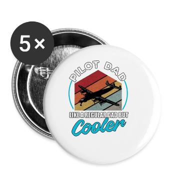 Flugzeug Pilot Fliegen Vater Cooler I Geschenk - Buttons groß 56 mm (5er Pack) - Weiß - Vorne