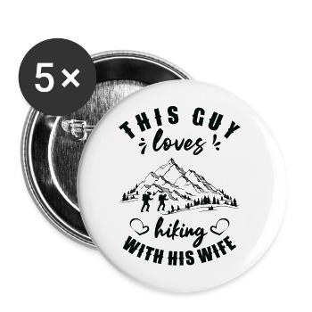 The Mountains are Calling Outdoor Wandern Wanderer - Buttons groß 56 mm (5er Pack) - Weiß - Vorne