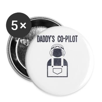 Flugzeug Pilot Fliegen Vater Co-Pilot I Geschenk - Buttons groß 56 mm (5er Pack) - Weiß - Vorne