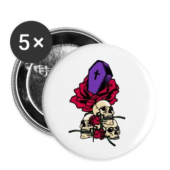 Gothique Crâne Roses Mort Tombe Esthétique Sombre - Lot de 5 grands badges (56 mm) - blanc - Devant