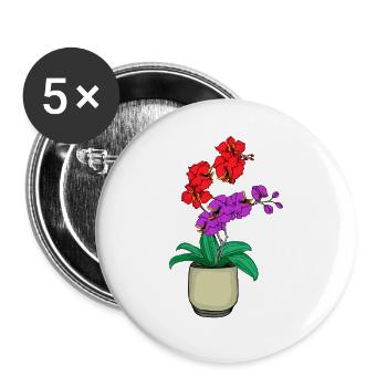 Piège à mouches de Vénus carnivore orchidée - Lot de 5 grands badges (56 mm) - blanc - Devant